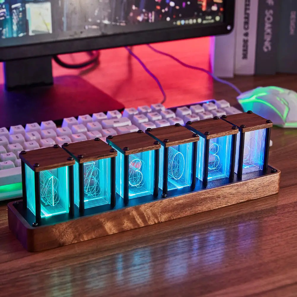 WiFi RGB Nixie Glow Tube Clock LED Digital Table Ornament